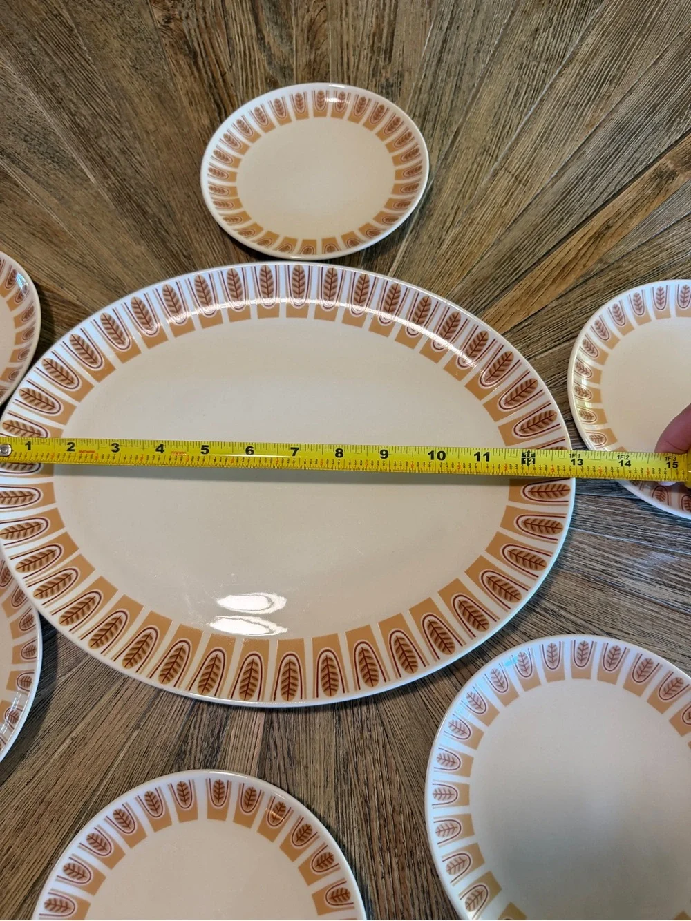 Taylor Smith Taylorton Wild Rice Atomic Serving Platter + 6 Bread Plates MCM